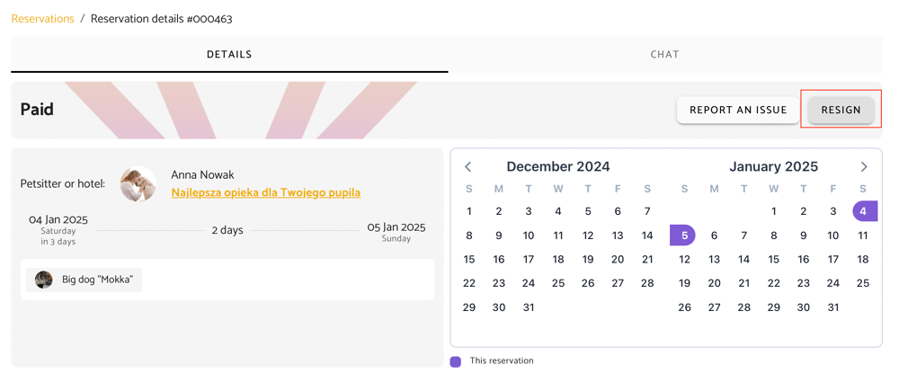 Screenshot showing the location of the “unsubscribe” button on the animalhotels website.