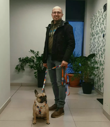 Dog with owner